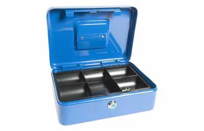 Кэшбокс, синий, металлический ящик для денег IBOX Nr. IB-3-CB-25-18-9
